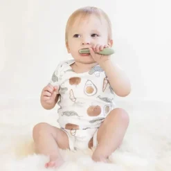 ezpz Oral & Nasal Care*- Baby-Led™ Toothbrush + Sensory Tongue Depressor Dual Pack, Sage