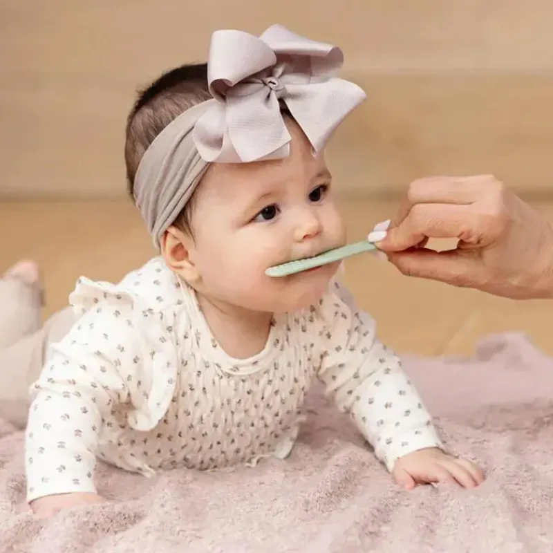 ezpz Oral & Nasal Care*- Baby-Led™ Toothbrush + Sensory Tongue Depressor Dual Pack, Sage