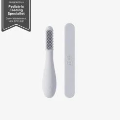ezpz Oral & Nasal Care*- Baby-Led™ Toothbrush + Sensory Tongue Depressor Dual Pack, Pewter
