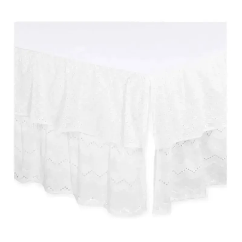 The Peanut Shell Bumpers, Liners & Skirts*Farallon Dust Ruffles Eyelet, White Floral