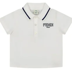 Fendi Baby Baby Tops*- Baby Boy Short Sleeve Polo Tee Logo Embroidery