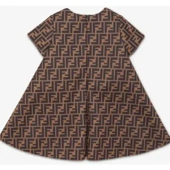 Fendi Baby Dresses|Baby Dresses & Skirts*- Baby Dress with All-Over Fendi Logo and Pink Blush Bow, 12M
