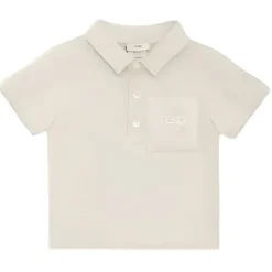 Fendi Baby Baby Tops*- Beige Cotton Jersey Baby Polo Shirt with Chest Pocket