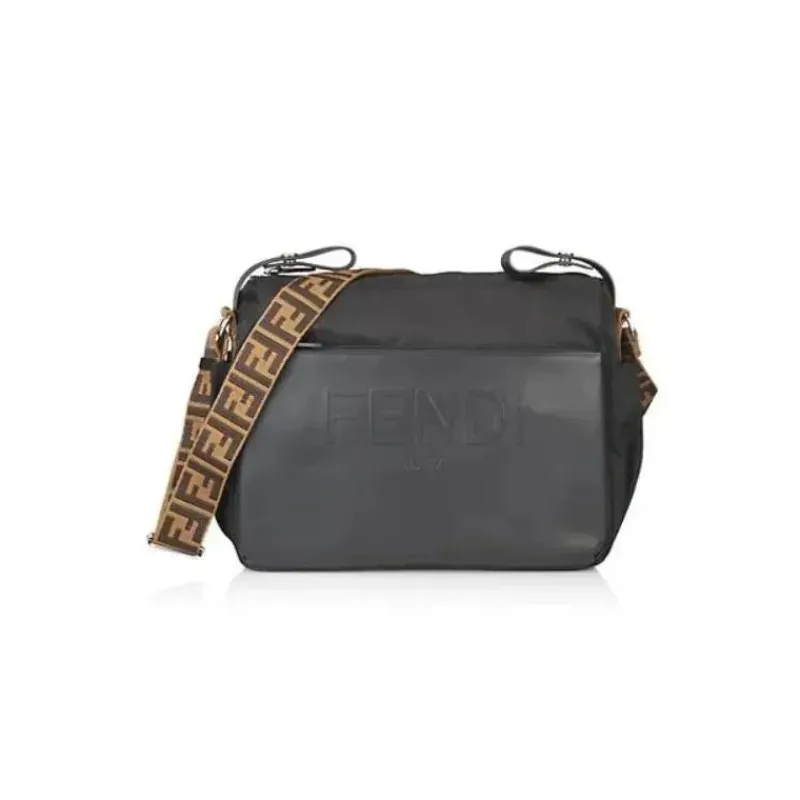 Fendi Baby Shoulder Bags*- Black Diaper Bag & Changing Mat