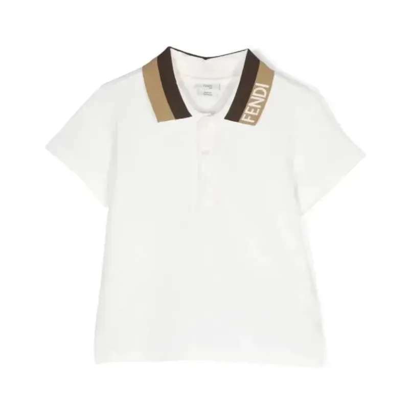 Fendi Baby Baby Tops*- Boy Embroidered Short Sleeve Polo Shirt