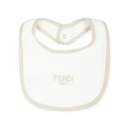 Fendi Baby Baby Sleepwear*- Footie Hat Bib With Bear In The Pocket Graphic, Beige