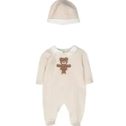 Fendi Baby Baby Onesies & Bodysuits*- Footie With Allover Ff Bear Patch & Hat