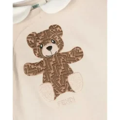 Fendi Baby Baby Onesies & Bodysuits*- Footie With Allover Ff Bear Patch & Hat