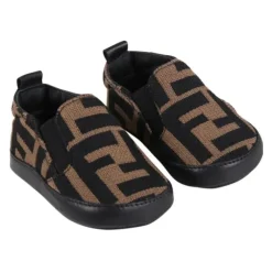 Fendi Baby Baby Shoes*- Neutral Ff Allover Slip On Crib Shoe