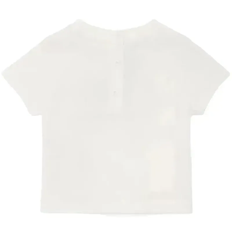 Fendi Baby Baby Tops*- Short Sleeve Tee With Embroidered Txt Logo, White