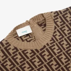 Fendi Baby Baby Onesies & Bodysuits*- Tobacco Cotton and Cashmere Onesie Allover Romper, 1M