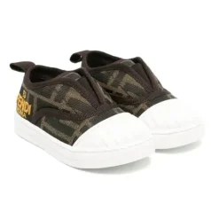 Fendi Baby Baby Shoes*- Tobacco Jacquard Junior Sneakers for First Steps