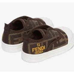 Fendi Baby Baby Shoes*- Tobacco Jacquard Junior Sneakers for First Steps
