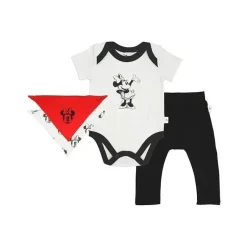 Finn + Emma Mickey & Minnie*Bodysuit, Pant & Bib Minnie Mouse, White/Red/Black