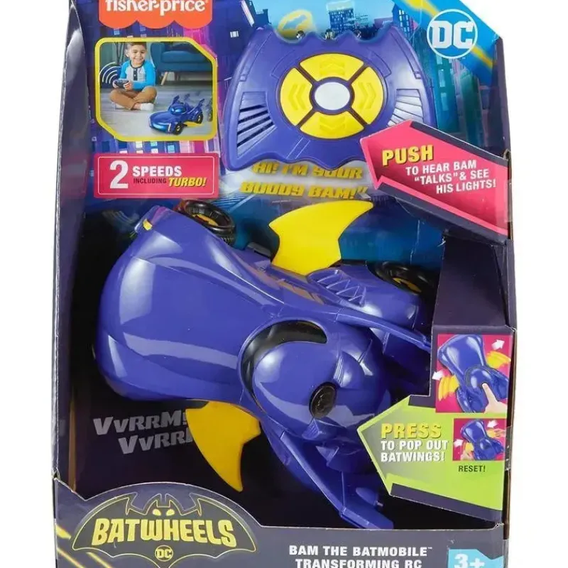 Kids Fisher-Price Super Heroes|Toys For 3 Year Old*Fisher Price - DC Batwheels Remote Control Car, Bam The Batmobile Transforming RC with Lights Sounds & Character Phrases