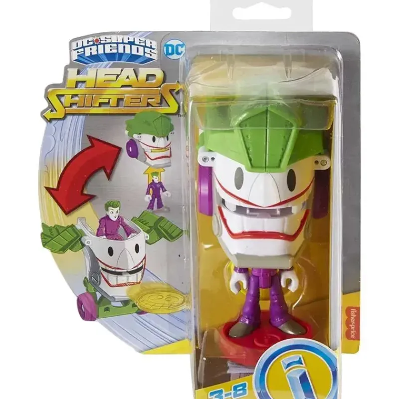 Kids Fisher-Price Super Heroes|Gift For Kids*Fisher Price - Imaginext DC Super Friends Head Shifters the Joker & Laff Mobile Figure Set
