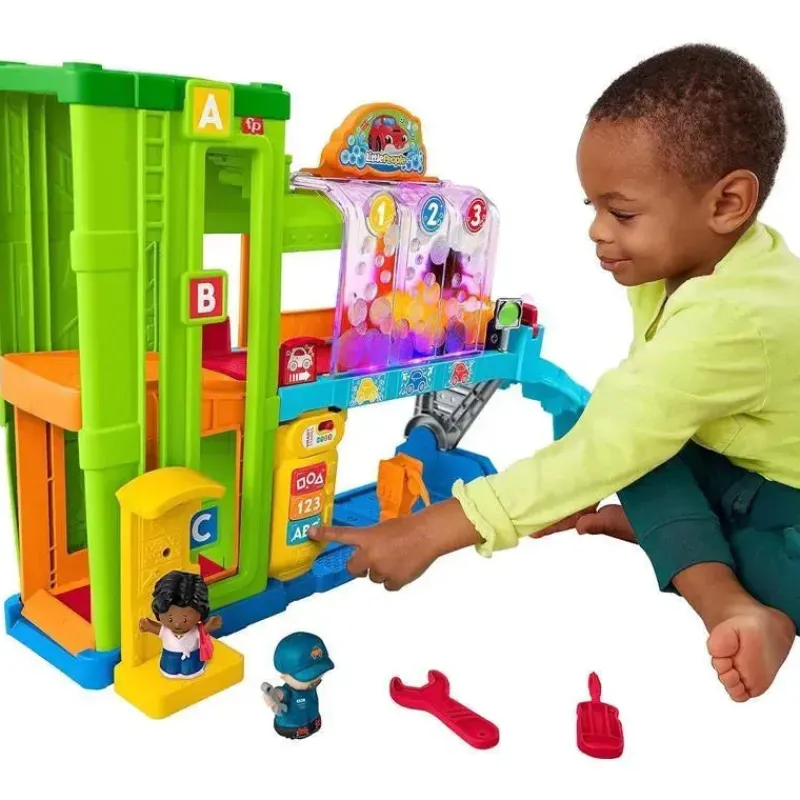 Fisher-Price Playtime Gift Set*Fisher Price - Little People Toddler Playset Light-Up Learning Garage with Smart Stages, Toy Car & Figures