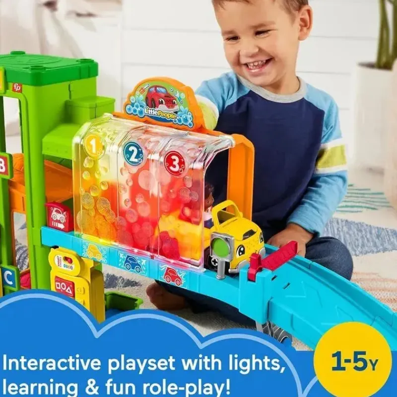 Fisher-Price Playtime Gift Set*Fisher Price - Little People Toddler Playset Light-Up Learning Garage with Smart Stages, Toy Car & Figures