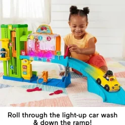 Fisher-Price Playtime Gift Set*Fisher Price - Little People Toddler Playset Light-Up Learning Garage with Smart Stages, Toy Car & Figures