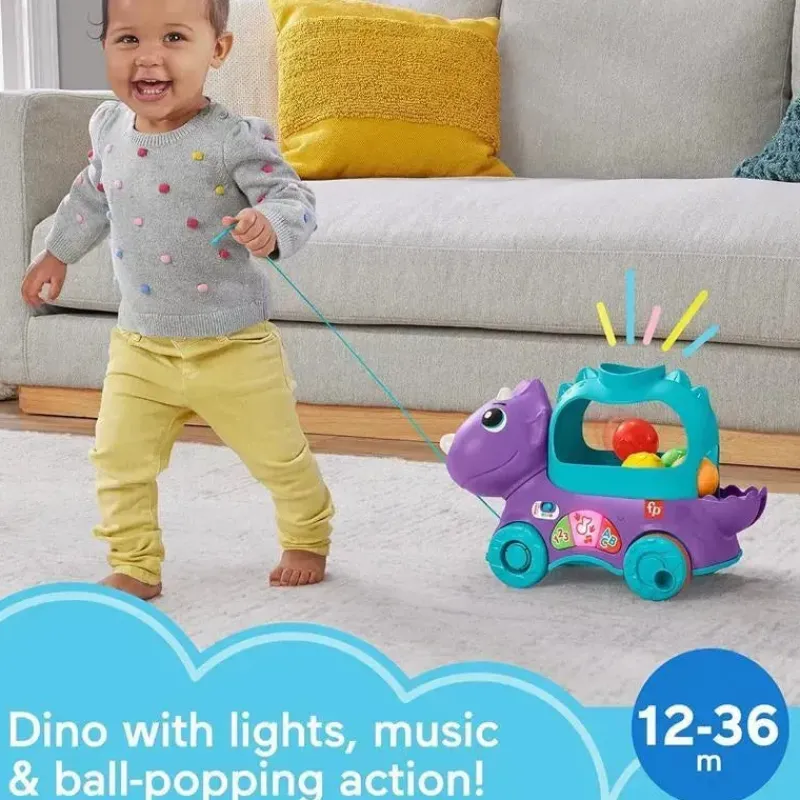 Fisher-Price Toys For 0-12 Months*Fisher Price - Toddler Learning Toy Poppin’ Triceratops Dinosaur Pull-Along Ball Popper