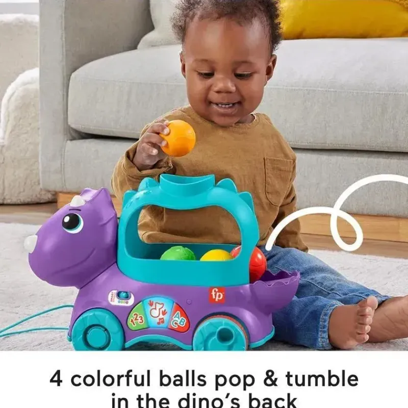 Fisher-Price Toys For 0-12 Months*Fisher Price - Toddler Learning Toy Poppin’ Triceratops Dinosaur Pull-Along Ball Popper