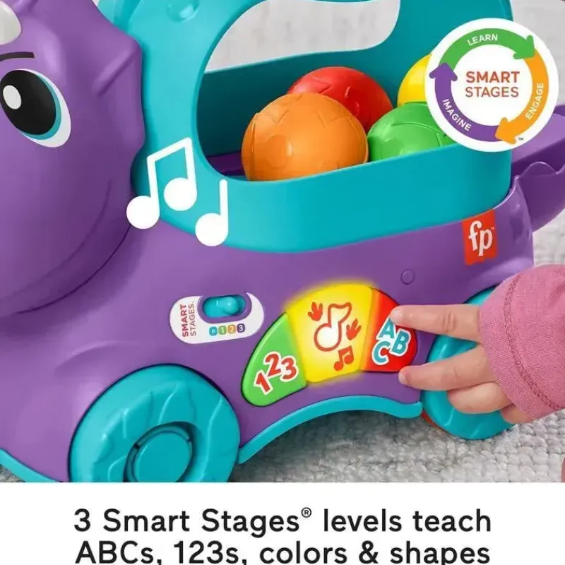 Fisher-Price Toys For 0-12 Months*Fisher Price - Toddler Learning Toy Poppin’ Triceratops Dinosaur Pull-Along Ball Popper