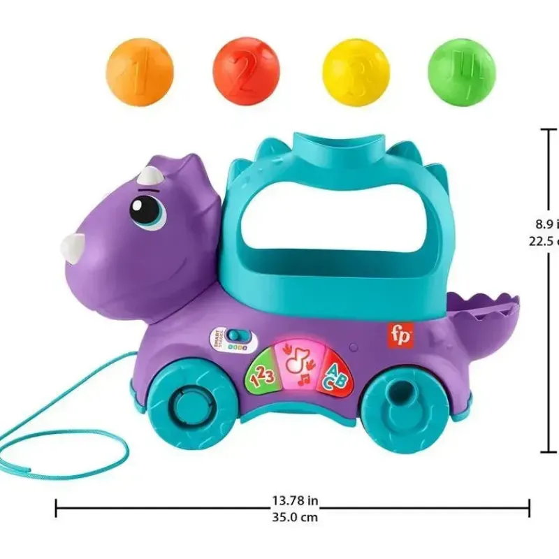 Fisher-Price Toys For 0-12 Months*Fisher Price - Toddler Learning Toy Poppin’ Triceratops Dinosaur Pull-Along Ball Popper