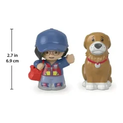 Fisher-Price Dolls*- Little People, Mail Person Girl And Brown Dog