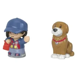 Fisher-Price Dolls*- Little People, Mail Person Girl And Brown Dog