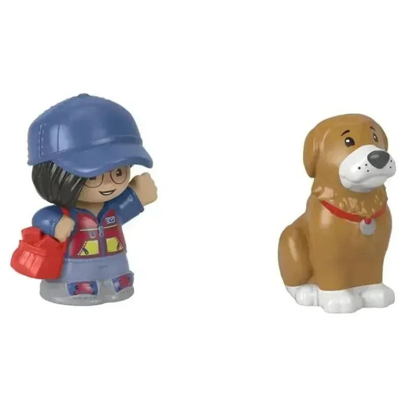 Fisher-Price Dolls*- Little People, Mail Person Girl And Brown Dog