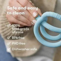 FridaBaby Toys For 0-12 Months|Gift For Baby*- Get-A-Grip Teether, Muted Blue