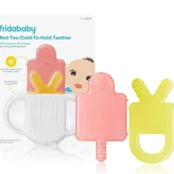 FridaBaby Rattles & Teethers|Toys For 0-12 Months*- 2Pk Not-Too-Cold-to-Hold Silicone Teether