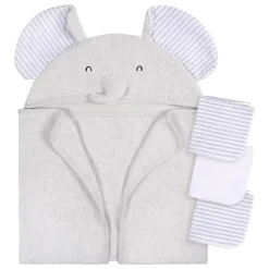 Gerber Baby Bath Towels*- Baby Hooded Bath Towel & Washcloths, Elephant