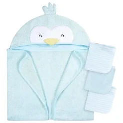 Gerber Baby Bath Towels*- Baby Hooded Bath Towel & Washcloths, Penguin