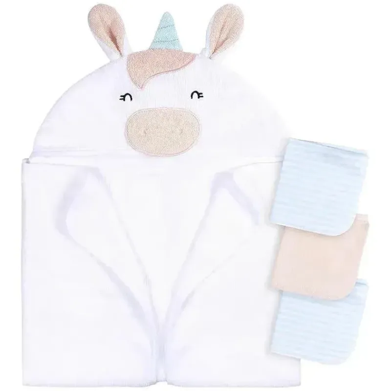 Gerber Baby Bath Towels*- Baby Hooded Bath Towel & Washcloths, Unicorn