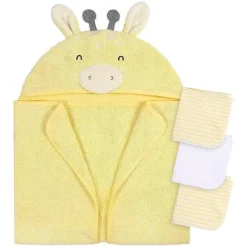 Gerber Baby Bath Towels*- Baby Hooded Bath Towel & Washcloths, Giraffe