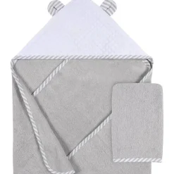Gerber Baby Bath Towels*- Hooded Towel And Washcloth Mitt Set, Boy Bear