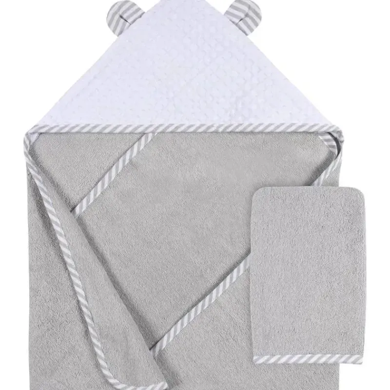 Gerber Baby Bath Towels*- Hooded Towel And Washcloth Mitt Set, Boy Bear