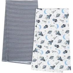 Gerber Blankets & Quilts*- Organic Flannel Blanket 4Pk, Navy/White