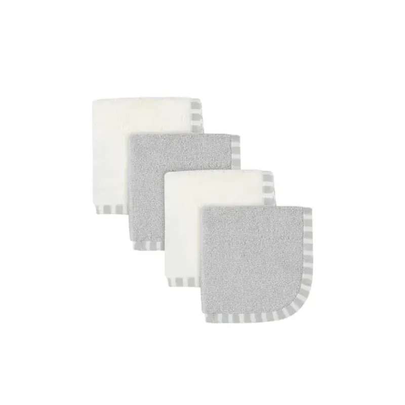 Gerber Baby Washcloths*4 Pack Boys Gary & Ivory Woven Washcloths