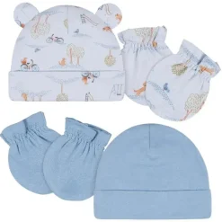 Gerber Baby Hats*- 4Pc Set (Cap & Mitten) - Boy 0-6M