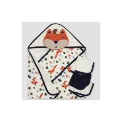 Gerber Baby Bath Towels*- 4Pc Terry Hooded Towel & Washcloths Set Boy One Size, Fox