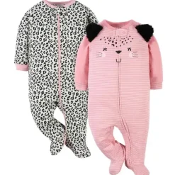 Gerber Baby Sets*- 2Pk Baby Sleep'n'play - Girl Leopard