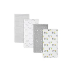 Gerber Blankets & Quilts*- 4Pk Flannel Blanket Neutral One Size, Baby Animals