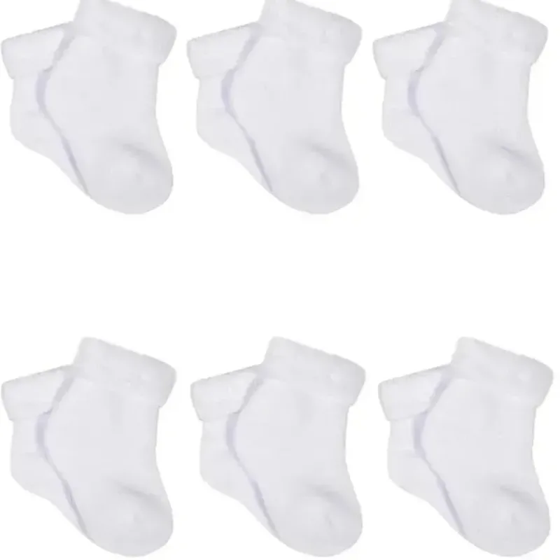 Gerber Baby Gloves & Socks*- 6Pk Terry Wiggle Proof Socks, 0/3M, White