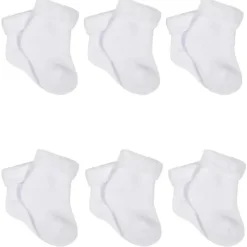 Gerber Baby Gloves & Socks*- 6Pk White Terry Wiggle Proof Socks