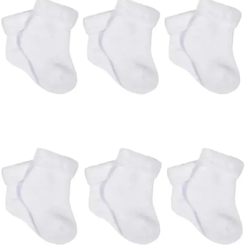 Gerber Baby Gloves & Socks*- 6Pk White Terry Wiggle Proof Socks