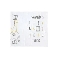 Gerber Blankets & Quilts*Bedding - 2Pc Milestone Blanket Set Boy, Safari Trucks