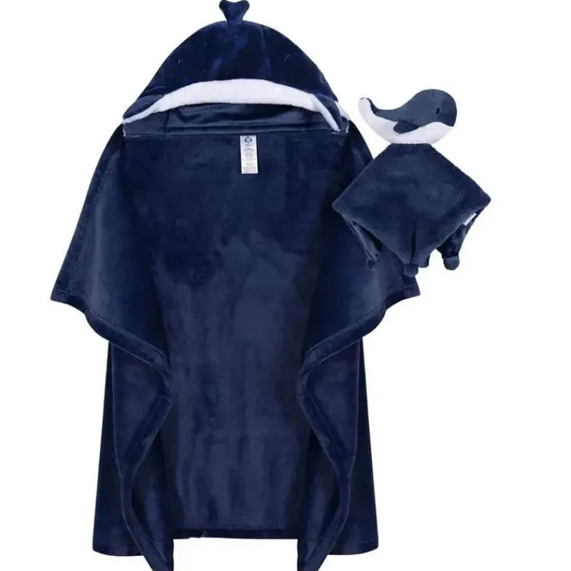 Gerber Baby Bath Towels*Bedding - 2Pc Security Blanket & Hooded Blanket Set, Whale