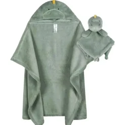 Gerber Baby Bath Towels*Bedding - 2Pc Security Blanket & Hooded Blanket Set, Boy Dino Time